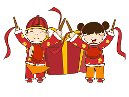 卡通新年敲鼓福娃素材