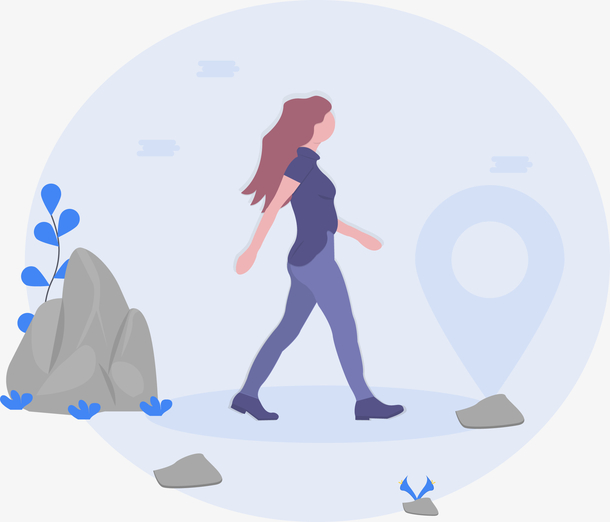 创意时尚散步人物插画装饰