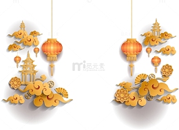 猪年新年立体边框装饰图案