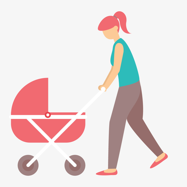 卡通手推婴儿车png下载