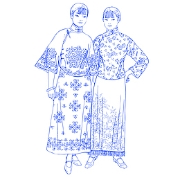 矢量古装清朝宫廷女子人物插画