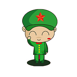 微笑的红军卡通军人