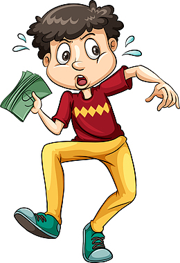 紧张的男孩人物插画