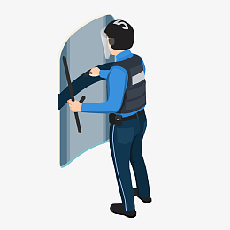 彩色防爆警察卡通插画