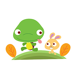 卡通可爱龟兔赛跑插画