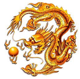 金色卡通蛟龙戏珠png
