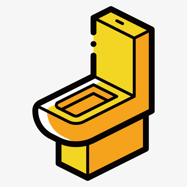 黄色手绘马桶元素