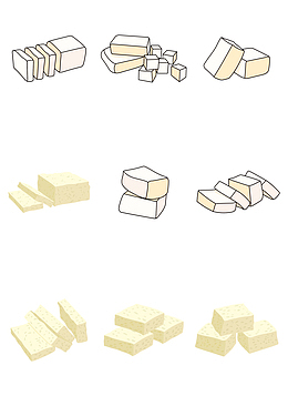 素描豆腐卡通黄豆腐矢量图形