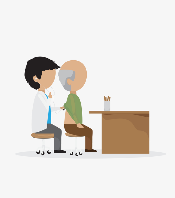 卡通医生检查病人插画矢量图