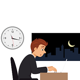 夜晚工作的商务男子