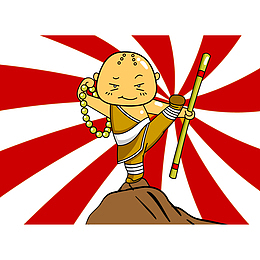 手绘练武的小和尚