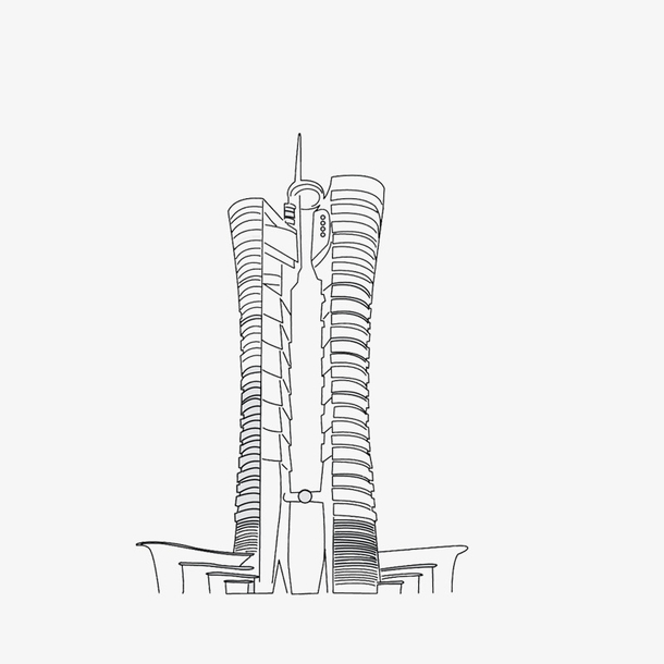 铁塔的厦门手绘免扣png
