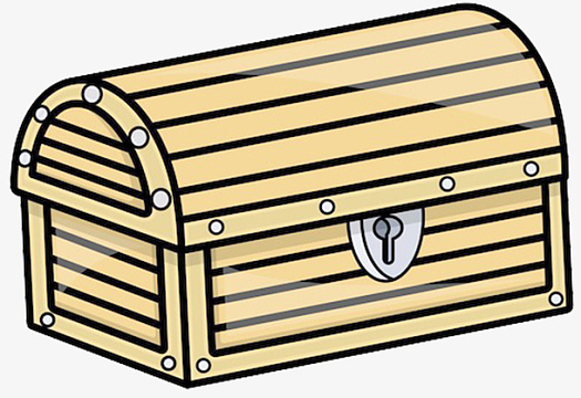 卡通木质魔法宝盒插画