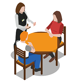 矢量手绘男女餐馆点菜