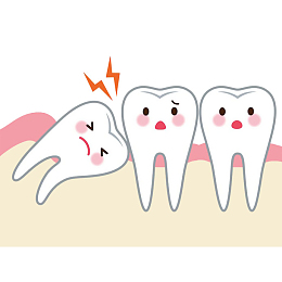 卡通智齿阻生引起牙痛插画免抠