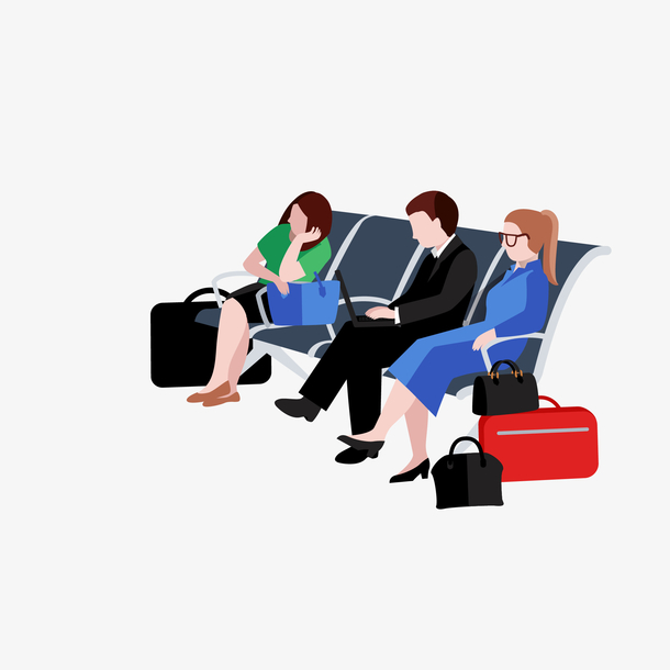 矢量手绘等待检票