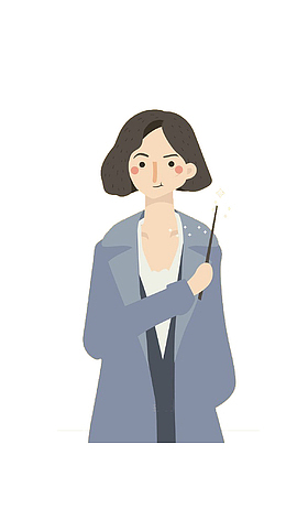拿着魔法棒的短发女人