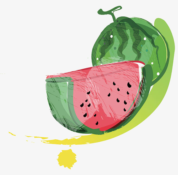 彩色圆弧西瓜卡通插画