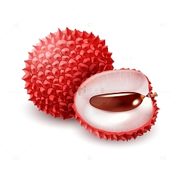 红色卡通热带水果荔枝