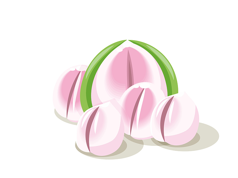 卡通水彩粉色寿桃