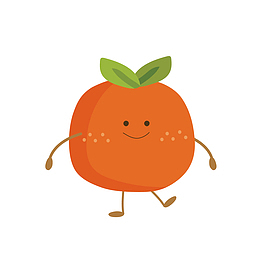 矢量手绘卡通踢腿橘子