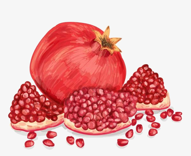 手绘卡通红色石榴