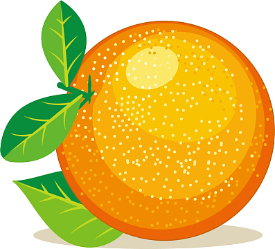 白点卡通矢量柑橘水果png矢量手绘水果柑橘素材aipng绿叶矢量新鲜果实