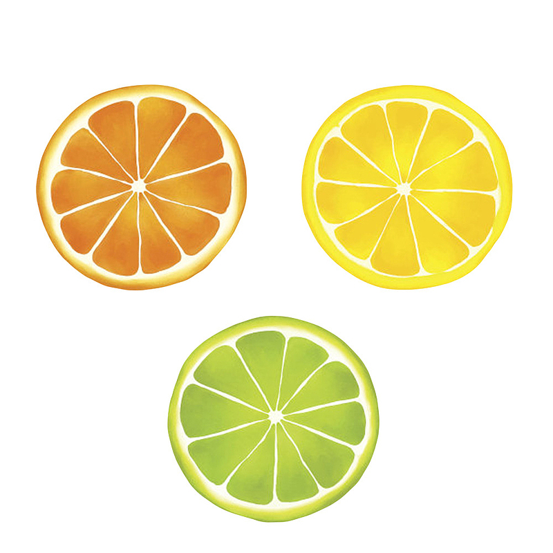 橙黄绿色美味的水果柠檬片卡通
