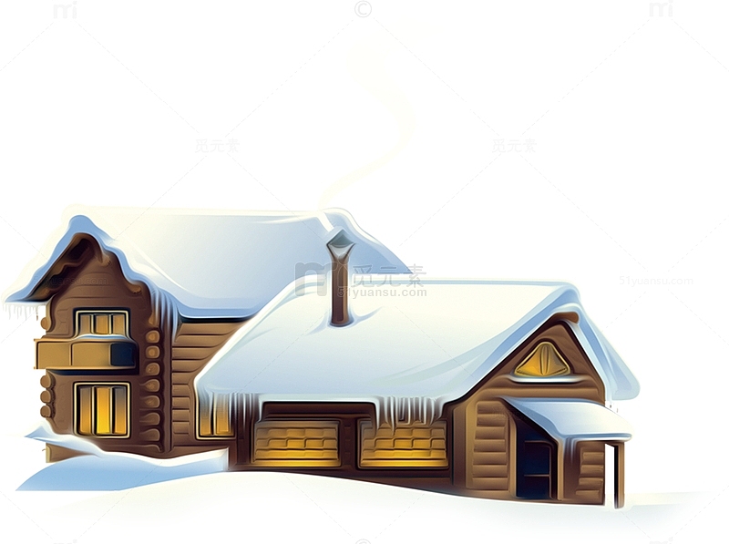 大雪覆盖的小屋PSD元素