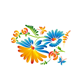 卡通渐变菊花装饰矢量免抠图