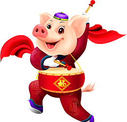 敲锣打鼓的猪