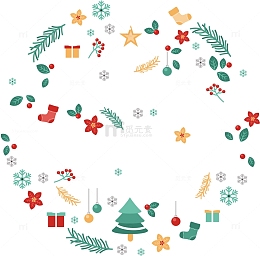 可爱树叶雪花圣诞花纹