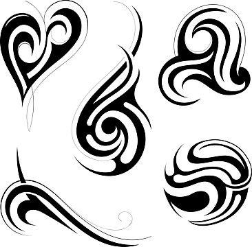 黑色的精美花纹纹身刺青矢量图