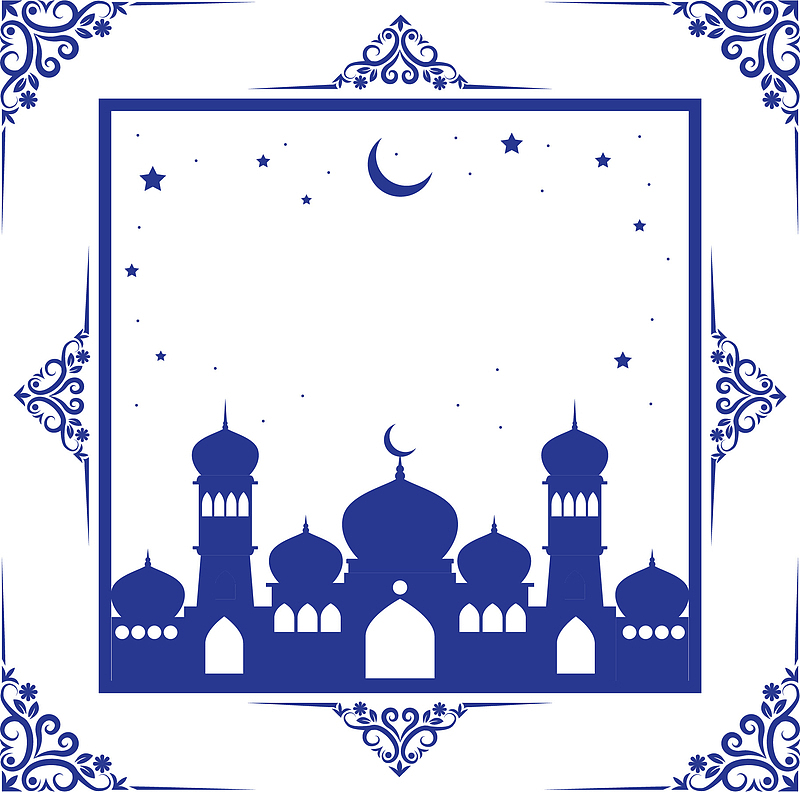 蓝色花纹伊斯兰教堂