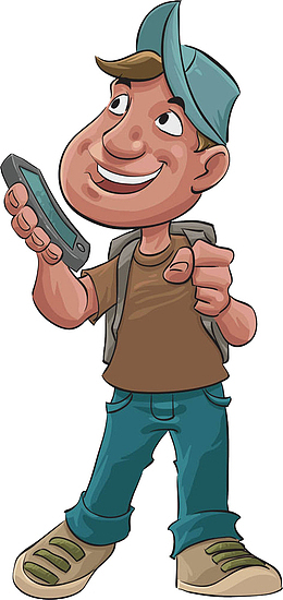 开心聊电话的男子