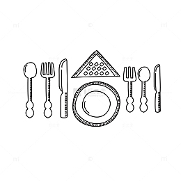 矢量简约手绘卡通餐具