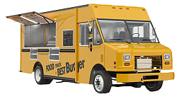 窗口黄色纯色早餐车子