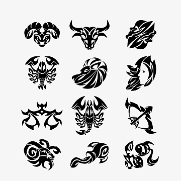 黑色十二星座标志设计素材