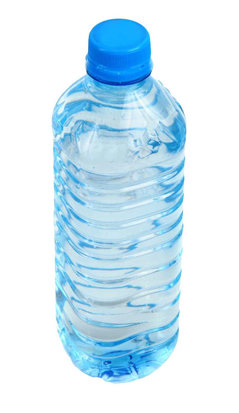 透明解渴蓝色盖子俯视图一瓶饮料