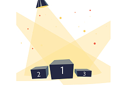 橘色聚光灯领奖台