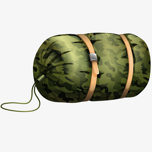 迷彩睡袋矢量插画
