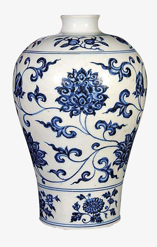 现代青花缠枝莲梅瓶