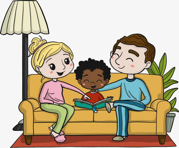 卡通手绘一家三口