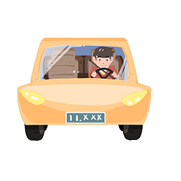 卡通手绘开车的人