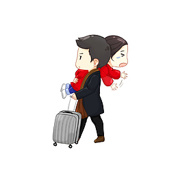 一手拉着行李箱，一手扛着人