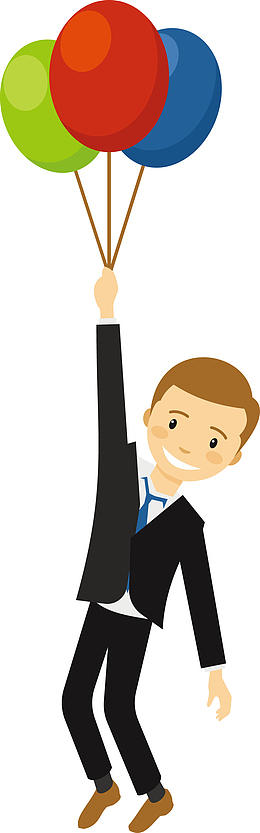 一个拿着彩色气球的男士