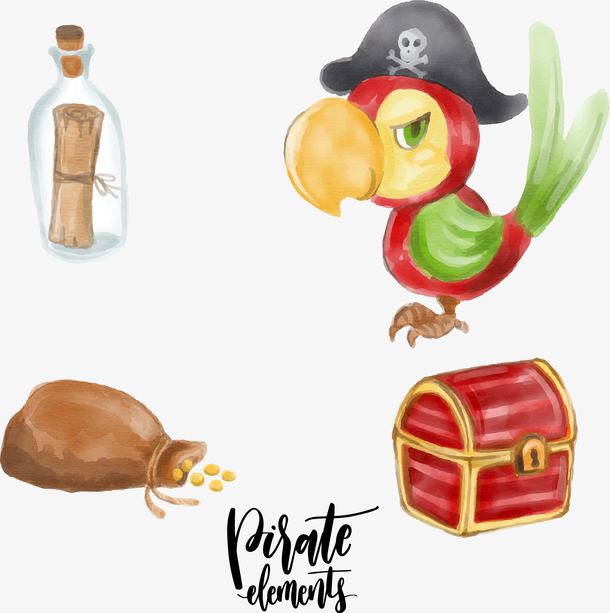 矢量手绘卡通宝藏