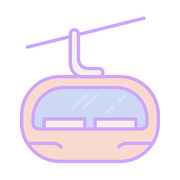 一辆粉色的观光缆车