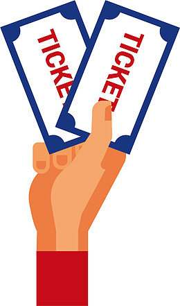 参加活动手拿门票