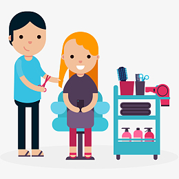 女士做头发矢量插画